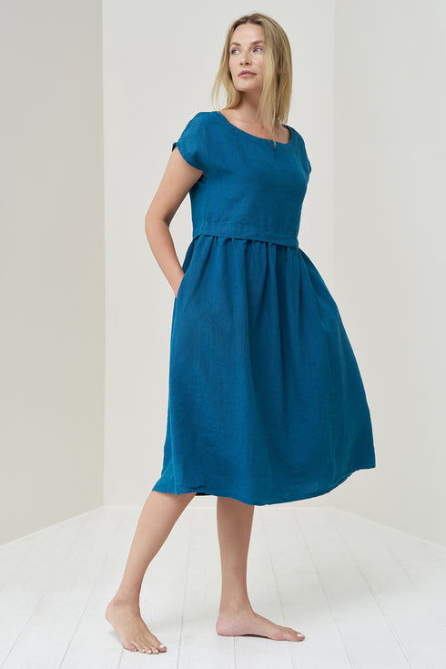 Image 3 of Pure linen dress features short sleeves and side pockets Molly from Baltic Linen